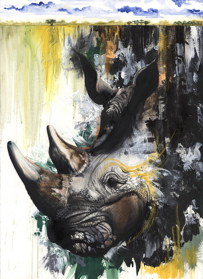 Rhino II Mixed Media by Anthony Burks Sr