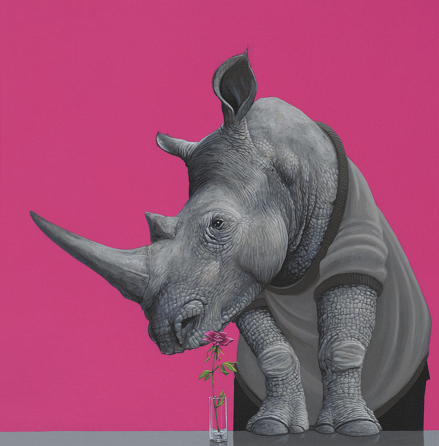 Wildlife Painting - Rhino by Jasper Oostland
