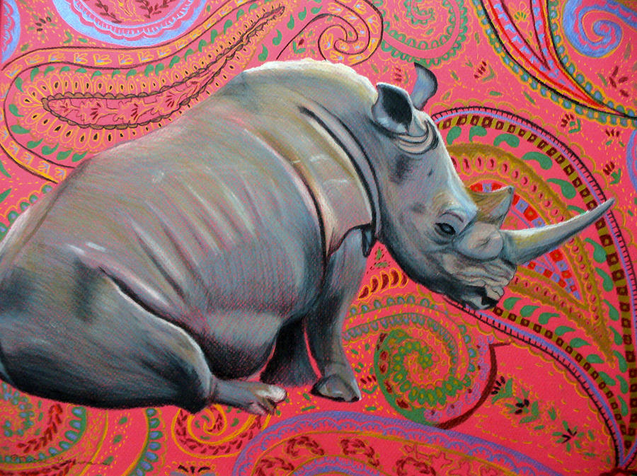 Rhino Paisley Painting by Mary Gorman