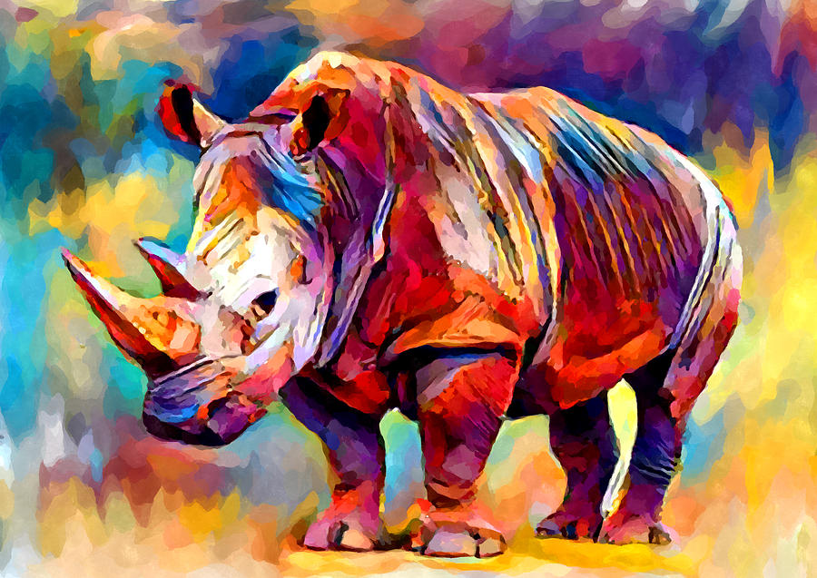 Wildlife Painting - Rhinoceros by Chris Butler