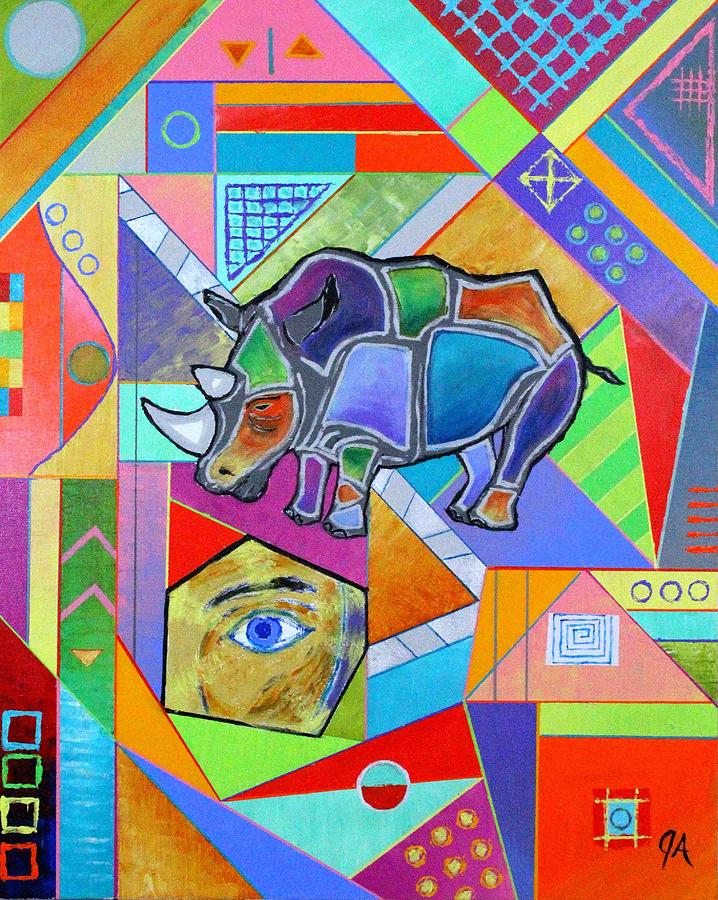 Rhinoceros Part-ies Painting by Jeremy Aiyadurai