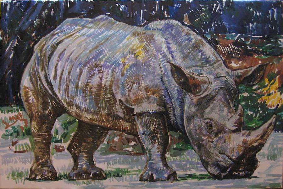 Rhinocerus Painting - Rhinocerus by Misa Dudic