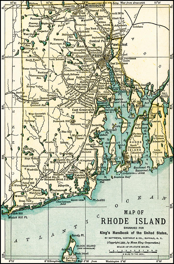 Rhode Island Antique Map 1891 Photograph by Phil Cardamone