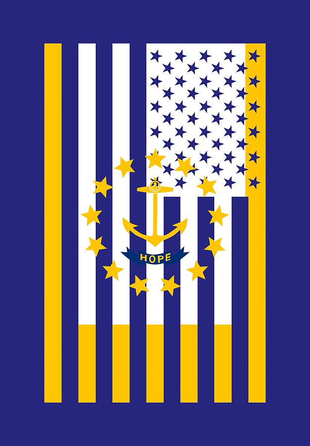 Rhode Island State Flag Graphic USA Styling Digital Art by Garaga Designs
