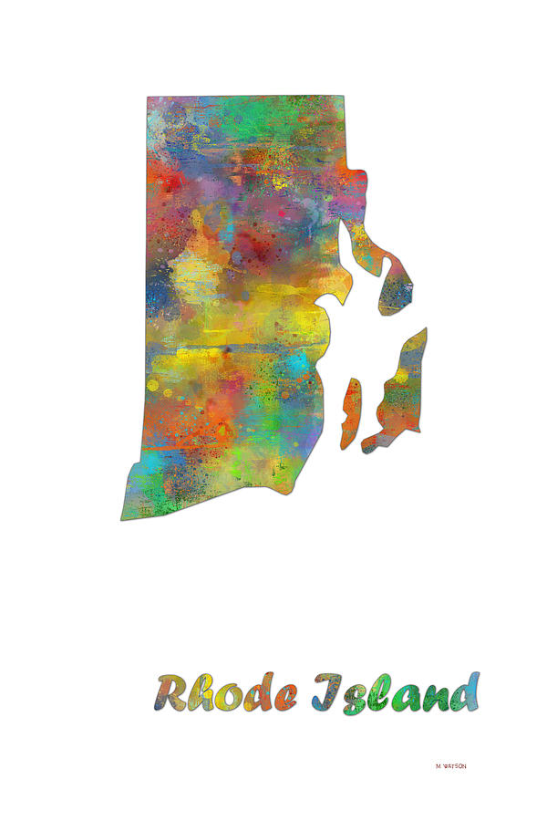 Rhode Island State Map Digital Art by Marlene Watson
