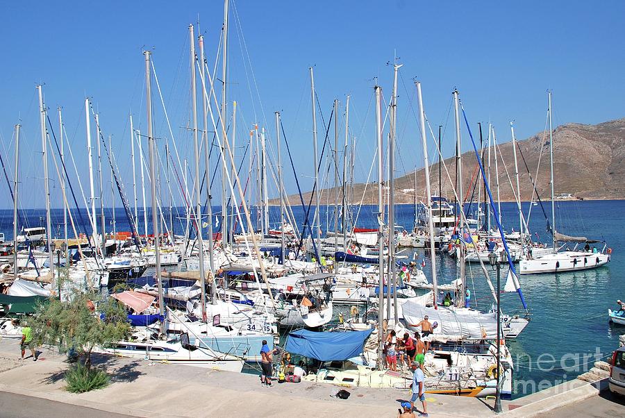 Rhodes Cup yachts on Tilos Photograph by David Fowler
