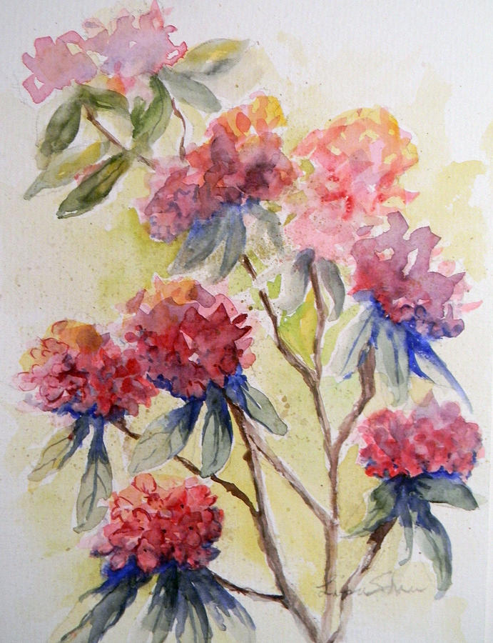 Rhodies Painting by Lisa Schorr | Fine Art America