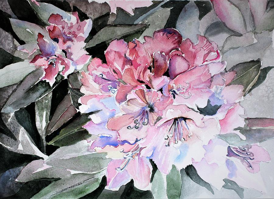 Rhododendron Rose Painting by Mindy Newman
