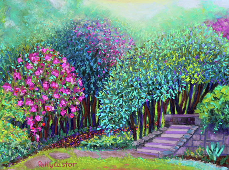 Rhododendrons in the Sunken Garden Painting by Polly Castor