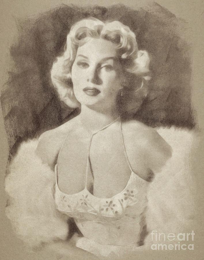 Rhonda Fleming, Vintage Actress By John Springfield Drawing