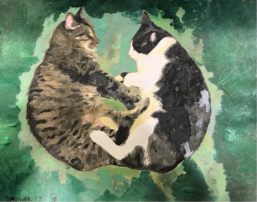 Rhondas Cats Painting by Gary Springer