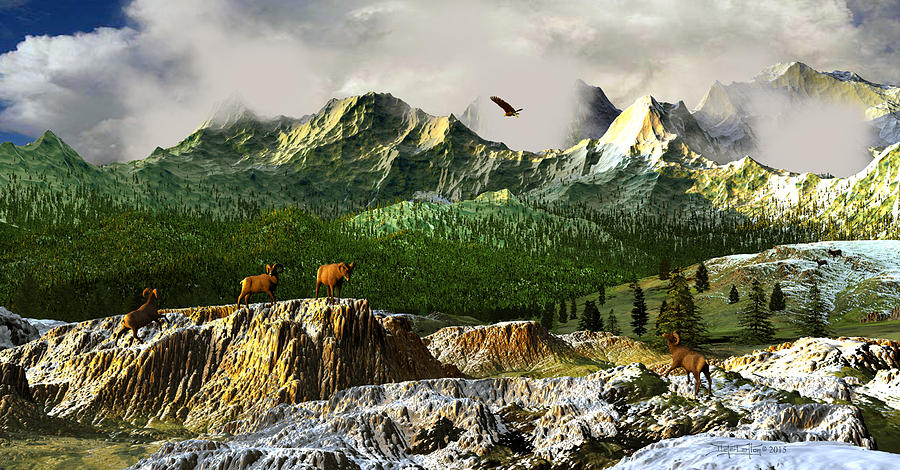 Mountain Digital Art - Rhythm of Life by Dieter Carlton