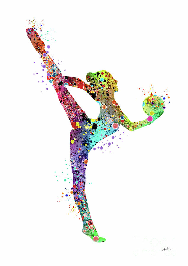 Rhythmic Gymnastics With Ball Print Sports Print Watercolor Print Dancer Girl Gymnast Poster