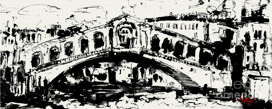 Rialto Bridge Venice Painting by Ginette Callaway