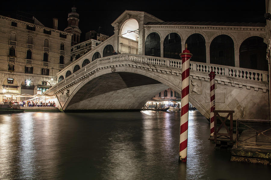 Rialto Bridge Venice Italy at Night  Photograph by John McGraw