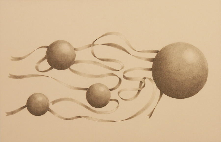 Ribbons and Spheres Drawing by Michelle Miron-Rebbe