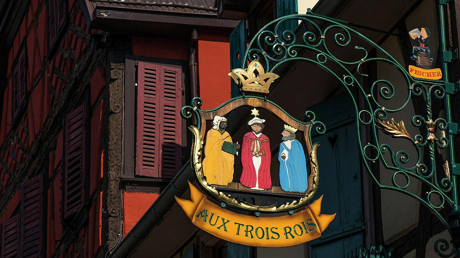 Wrought iron sign in Ribeauville Photograph by Claudio Maioli Wrought iron sign in Ribeauville Photograph by Claudio Maioli