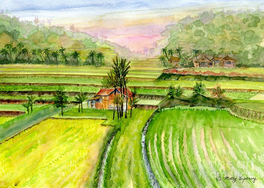 Ricefield Panorama Painting by Melly Terpening