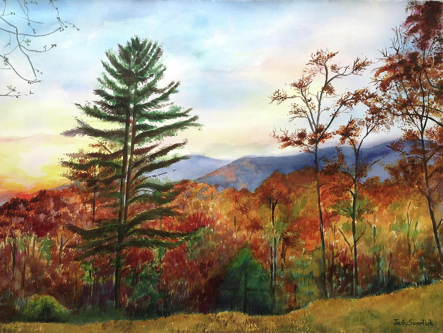 Rich Mountain Wilderness, Georgia in Autumn Painting by Judy Swerlick