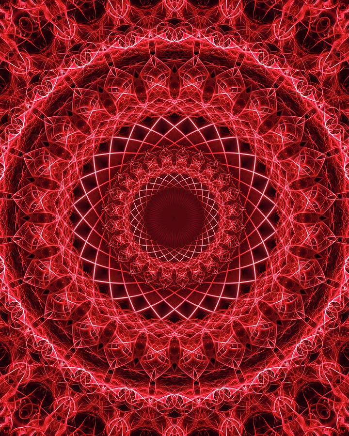 Rich red mandala Digital Art by Jaroslaw Blaminsky