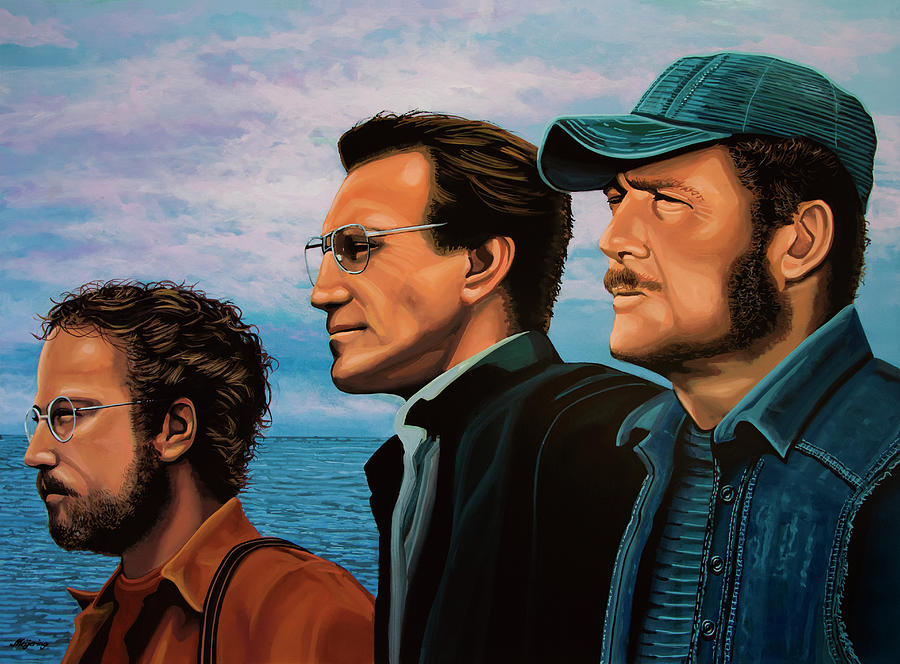 Jaws Painting - Jaws with Richard Dreyfuss, Roy Scheider and Robert Shaw by Paul Meijering