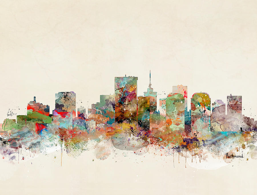 Skyline Painting - Richmond City Skyline by Bri Buckley