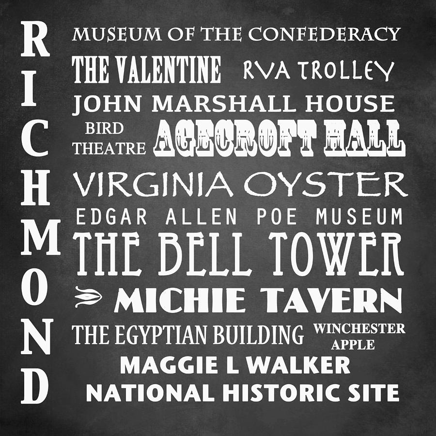 Richmond Digital Art - Richmond Famous Landmarks by Patricia Lintner
