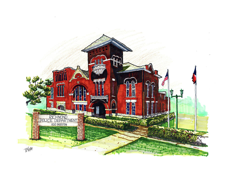 Richmond Police Department Drawing by Y Illustrations