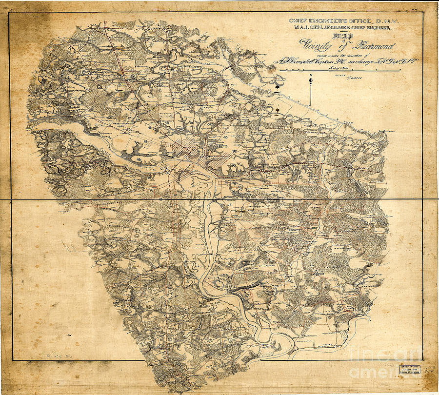Map Digital Art - Richmond Virginia 1864 by Melissa Messick