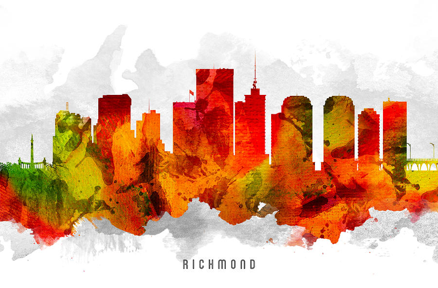 Richmond Painting - Richmond Virginia Cityscape 15 by Aged Pixel