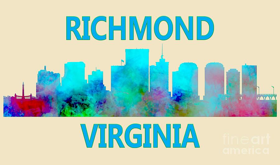 Richmond Virginia Skyline Watercolor Digital Art by David Millenheft
