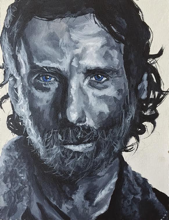 Portrait Painting - Rick Grimes by Charles Michael