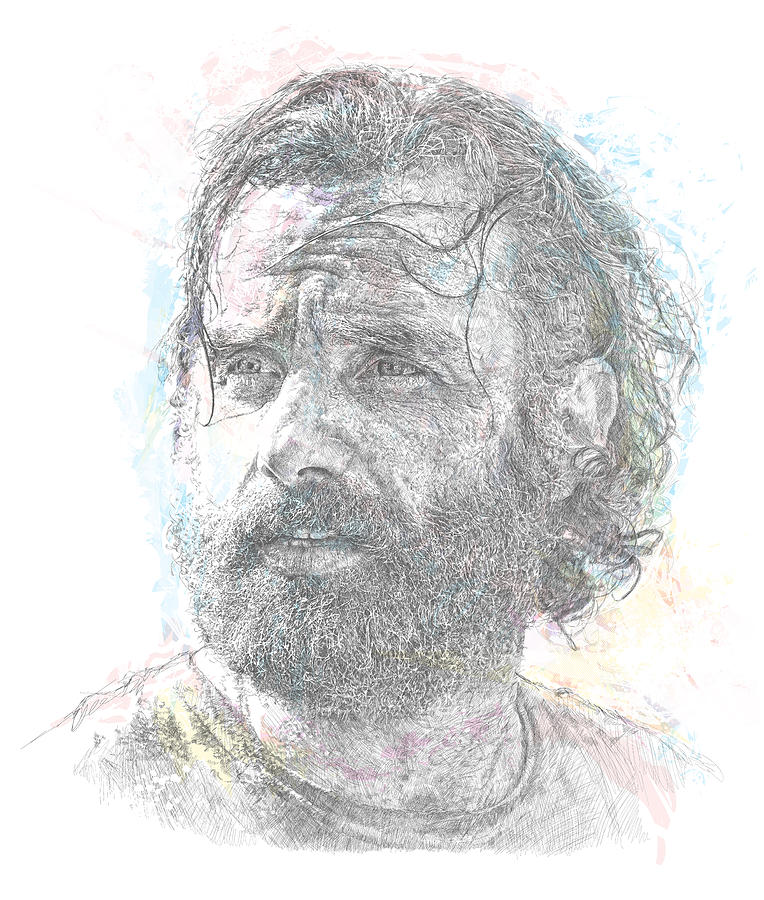 Andrew Lincoln Digital Art - Rick Grimes Portrait by Chad Lonius