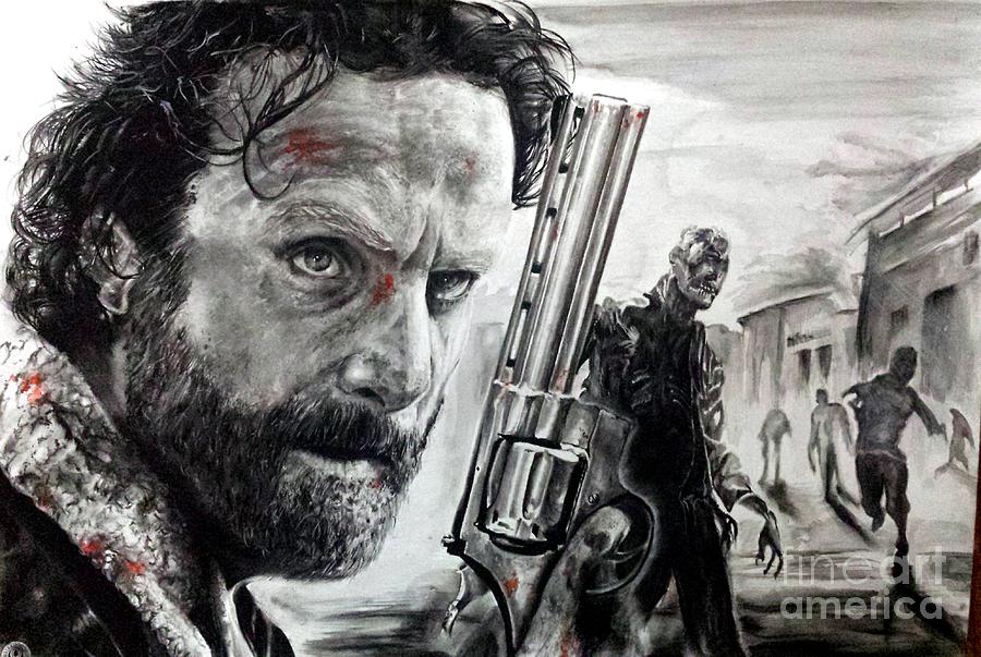Rick Grimes Drawing by S G Williams