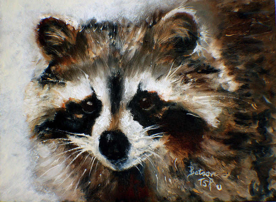 Rickey Raccoon Painting by Barbie Batson