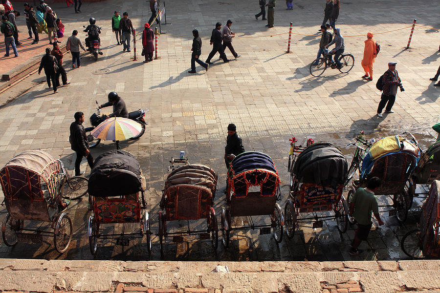 Rickshaw Taxis In Durbar Square Kathmandu Photograph by Aidan Moran