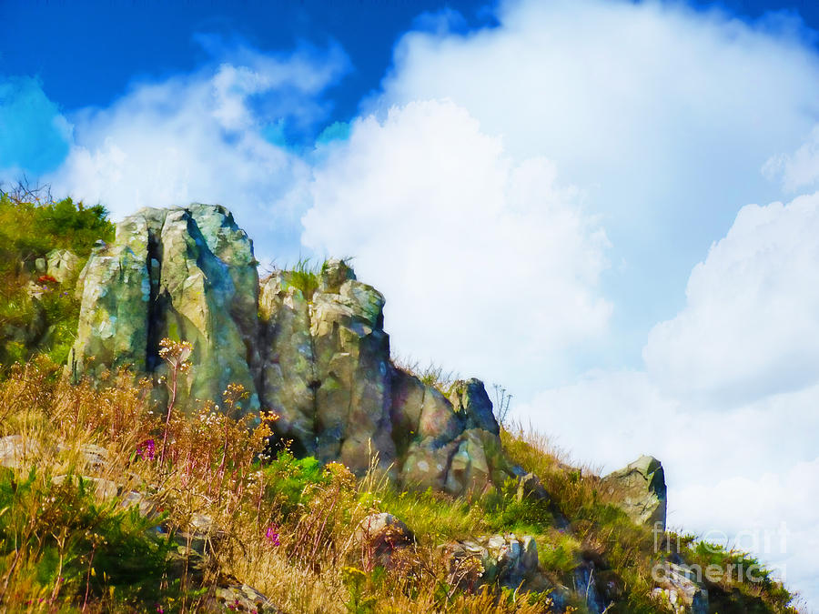Landscape Photograph - Rocky Cliff at Howth by Judi Bagwell