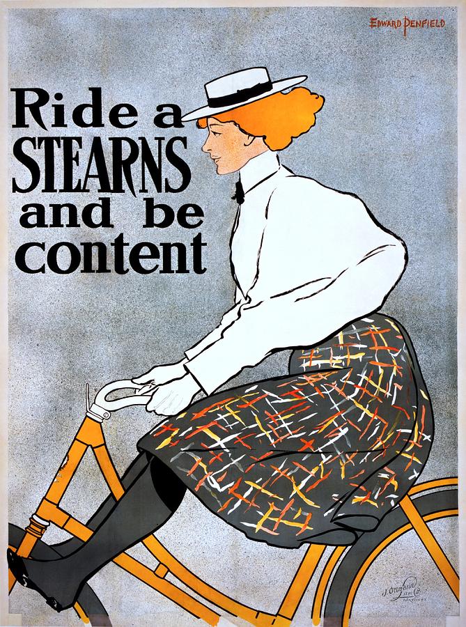 Ride a Stearns and be content, bicycle advertising poster, 1896 Painting by Vincent Monozlay