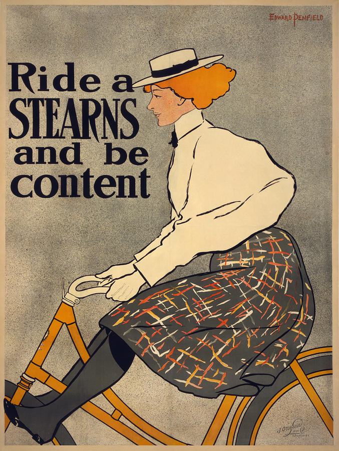 Edward Penfield Painting - Vintage Bike Poster - Ride a Stearns and be content by Edward Penfield