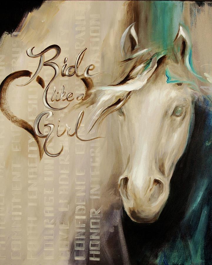 Ride Like A Girl 16x20 Painting by Dina Dargo
