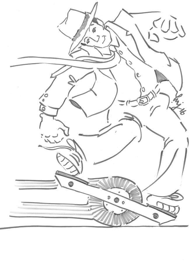 Ride One Wheel Cartoon - Never Be Late Again Drawing by Mike Jory
