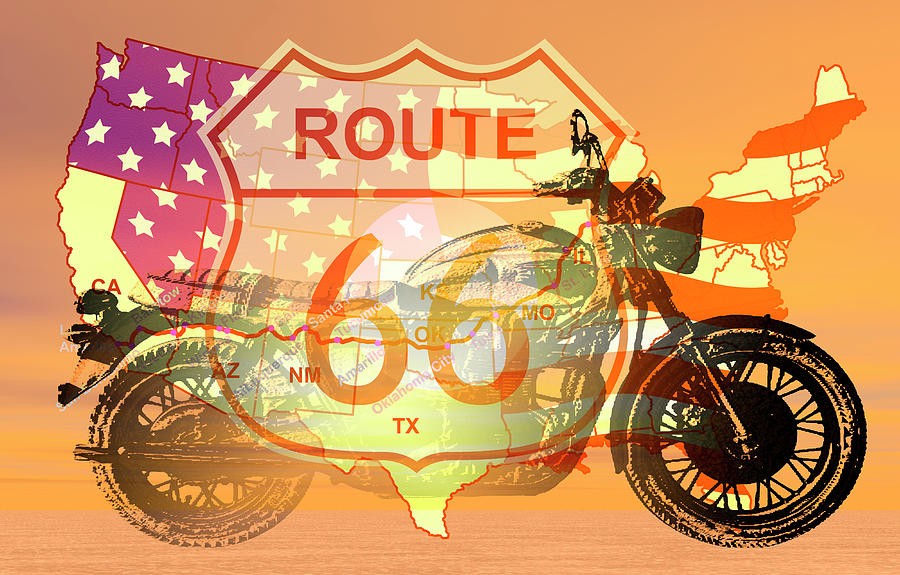 Ride Route 66 Digital Art by Carol and Mike Werner