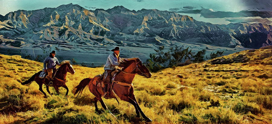 Ridem Cowboy Mixed Media by Russ Harris