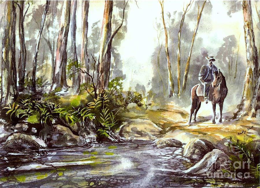 Rider by the Creek Painting by Ryn Shell