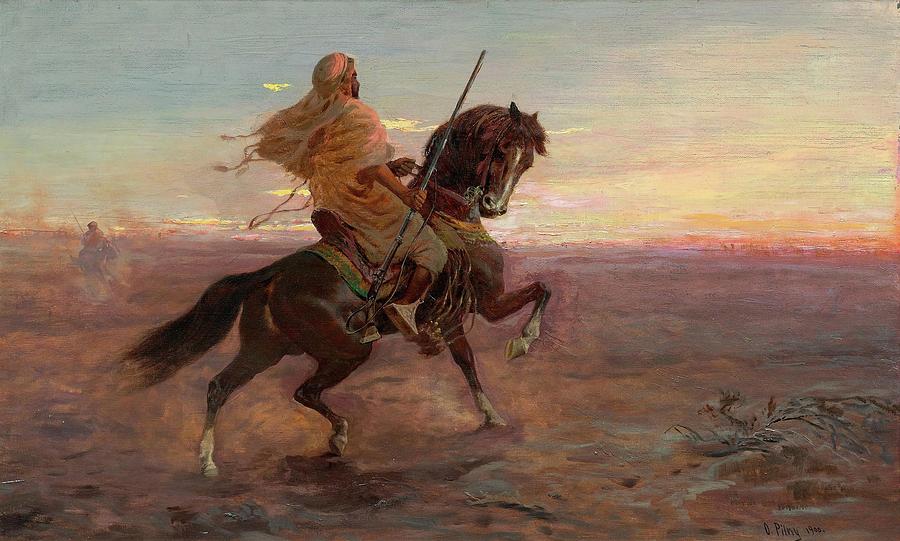 Horse Painting - Rider in the desert by Eastern Accent 