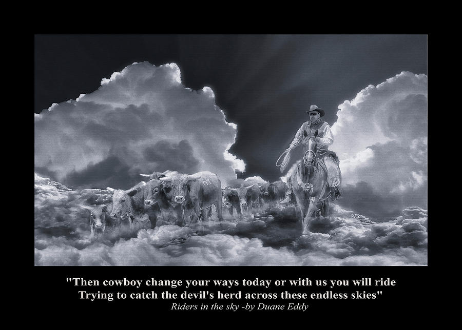 Riders in the Sky BW Digital Art by Rick Mosher