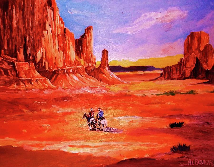 Riders in the Valley of the Red Rock Giants Painting by Al Brown