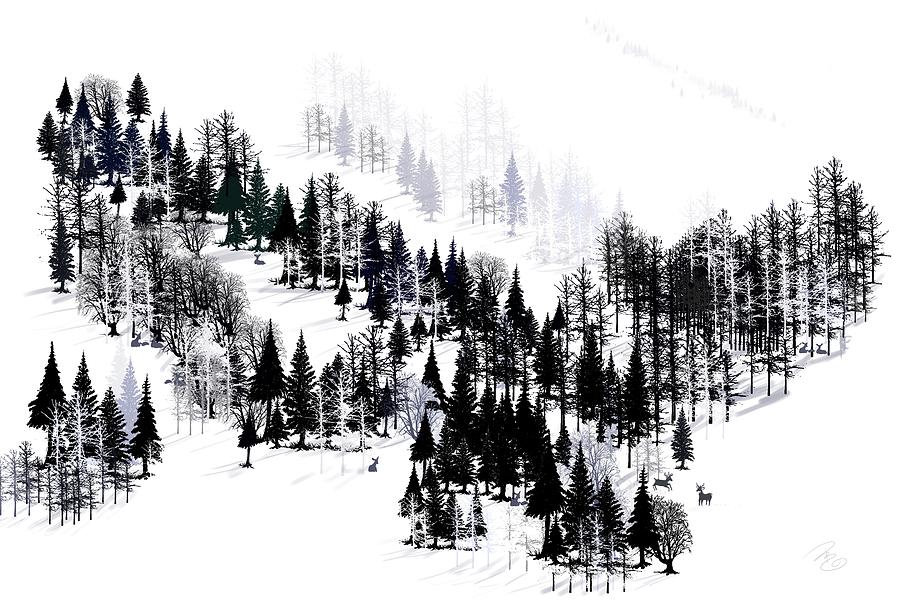 Ridge of trees Digital Art by Debra Baldwin