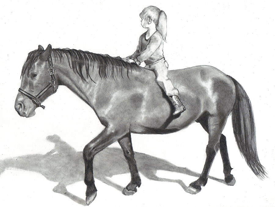 Riding Bareback Drawing by Joyce Geleynse