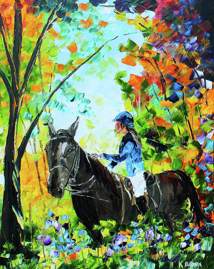 Riding in the Woods Painting by Kevin Brown
